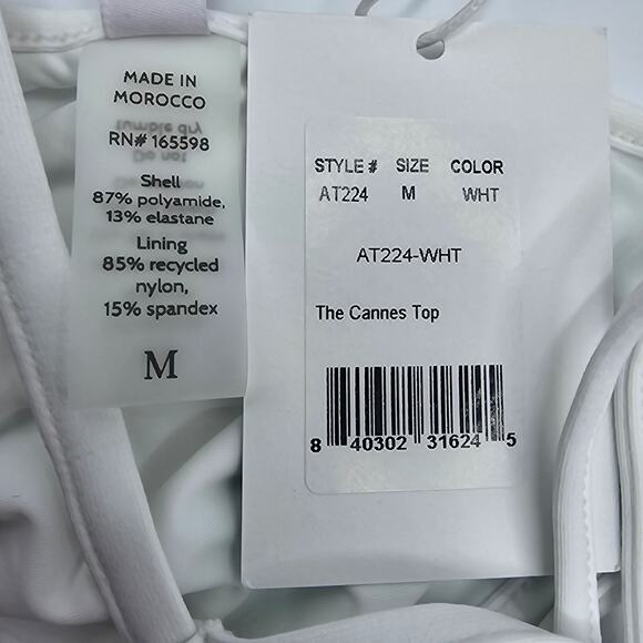 Andie Swim X Demi Moore Womans size M The Cannes Bikini Top White Triangle NEW - Picture 6 of 7